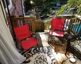 Red fabric folding chairs