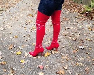 RED Thigh-length boots
