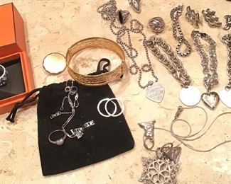 Hermès silver band, 18k bangle, Tiffany sterling bracelets