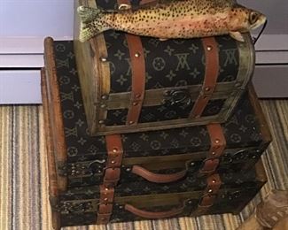 Faux Louis Vuitton decorative trunks