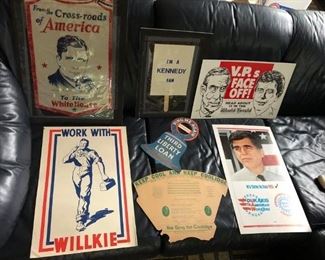Vintage Campaign Ephemera - Willkie, Kennedy, Dukakis