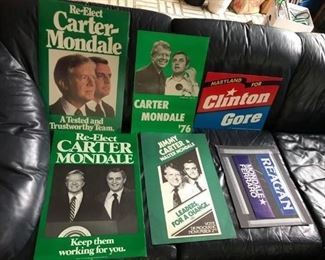 Vintage Campaign Posters - Clinton, Carter, Reagan