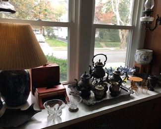 Tom Thumb Typewriter, Lamp, Oil Lamps, Silver Plate Coffee / Tea Service