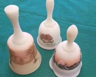 Vintage Fenton Custerd Hand Painted and Signed Bells