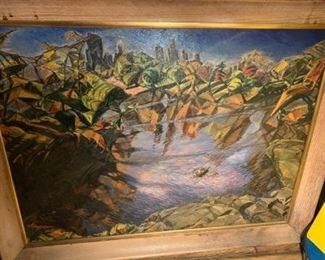 Arthur Schwieder painting: Central Park Lake Autumn