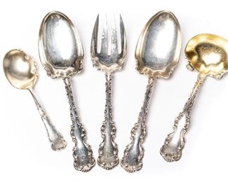 A Fine Antique Group Of Sterling Silver Serving Pieces