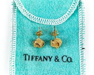 Tiffany 14K Gold Knot Pierced Earrings