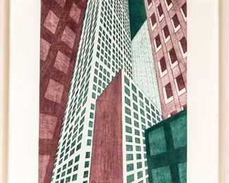Michael DiCerbo (American, B.1947) Modern Color Etching- "Uptown"