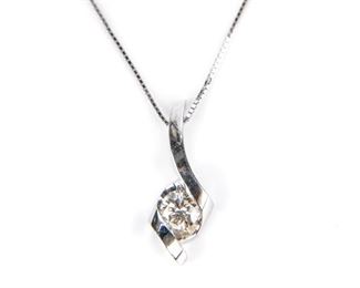 Sirena 1/2 CT. Diamond Solitaire Pendant In 14K White Gold With Chain