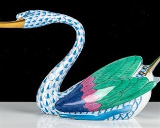 Herend Fish Scale Blue Swan #05194