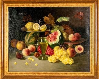 A. Stoitzner, 19th C. Oil On Canvas, Still Life With Fruits