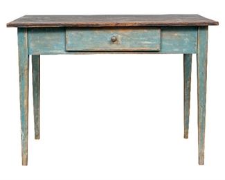 Mid 19th C. Swedish Blue Painted Pine Table