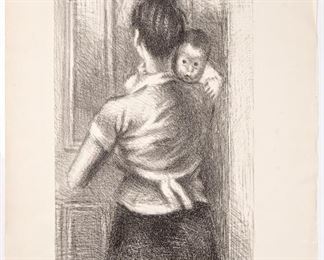 Raphael Soyer (Russian/Am. 1899 - 1987) Signed Lithograph Titled "Bedtime"