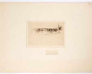 James McNeill Whistler (Am. 1934 - 1903) Signed Etching Titled "The Little Putney, No. 1