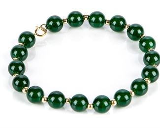 14K Gold & Jade Bracelet