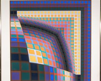 Victor Vasarely (Hungary, 1906-1997) Large Scale Color Screenprint, Optical Composition