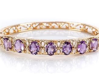 Stunning 14K Gold & Purple Stone Bracelet