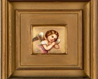 KPM Framed Porcelain Plaque Of An Cherub