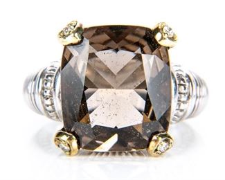 A Sterling & 18K Gold Smokey Quartz Ring By Judith Ripka