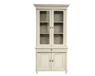 19th C. Neoclassical Glass Door Breakfront In White Paint