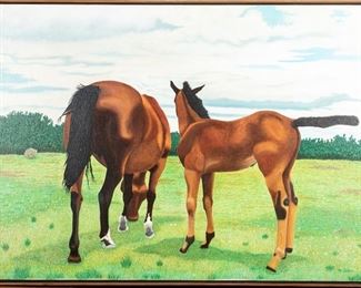 Pat Jensen (American, 1929-2009), Oil On Canvas, "Mare & Colt"