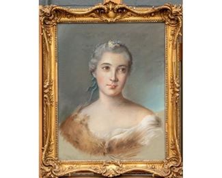 18th C. French School, Pastel Portrait Of A Lady