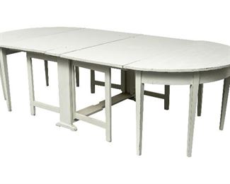 Large Scale Antique Expandable Table In White Paint