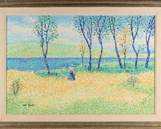 Gail Beutel (Am., B. 1932, CT Artist) Oil On Canvas Figural Landscape