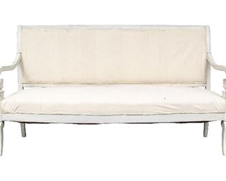 English 1830's Charles X Carved Settee In White Paint
