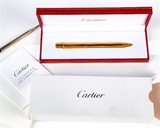 Cartier Stylo Bille Must II Ball Point Pen With Original Box, Papers, Refill