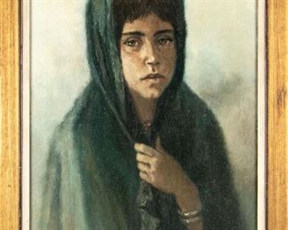 William Sunny Weintraub (America-Israel, B.1926) Oil On Canvas, Genre Portrait Of A Young Woman