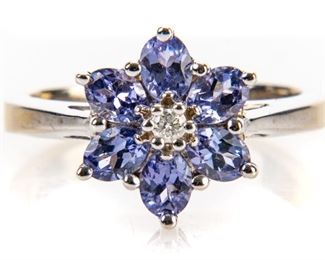 14K Gold, Tanzanite & Diamond Ring