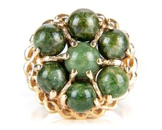 A Vintage 14K Gold & Jade Cocktail Ring