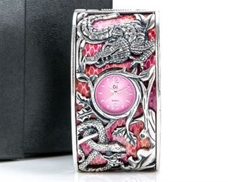 Chi By Falchi Bangle Bracelet Watch Snake Alligator Design - NIB