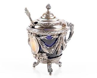Antique French Silver Rococo Condiment By Merite