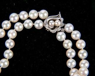 Double Strand Of Pearls With 14K White Gold Clasp