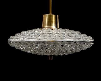 Carl Fagerlund Orrefors Glass UFO Saucer Pendant Fixture