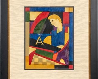 Mimmo Paladino (Italian, B.1948) Linoleum Cut In Colors, "Diamanti"
