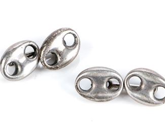 Classic Vintage Gucci Sterling Silver Marina Cuff Links