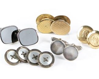 Combination Of Sterling Silver & Costume Cuff Links