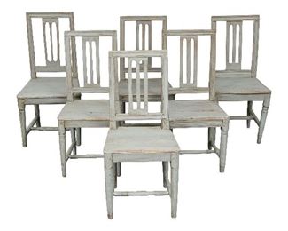 Set Of Six 18th/19th C. Compatible Swedish Chairs