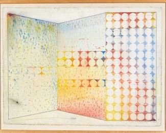Edward Giobbi (American, CT, B. 1926) Abstract Watercolor On Paper, "Study For A Large Painting"