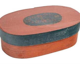 Antique Paint Decorated Oval Box