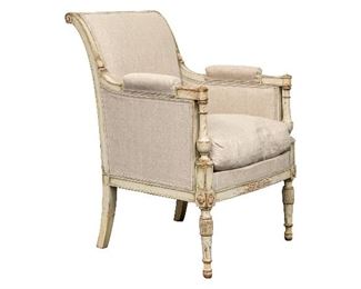 19th C. Carved And Painted Bergere