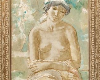 Nathan Wasserberger (Polish/American, 1928-2012) Oil On Canvas, Seated Female Nude
