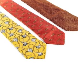 Three Designer Silk Ties Including Chanel, Hermes, Vendome