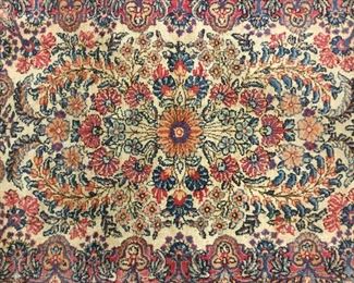 Kerman Hand Knotted Wool Mat, Made In Iran, 37” X 25”