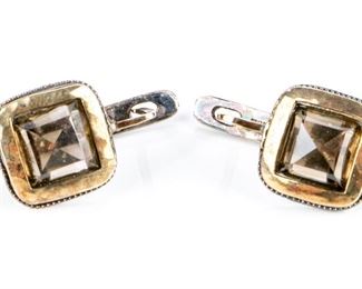 Sterling Silver And 14K Gold Latch Back Earrings