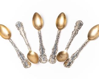 A Fine Set Of 6 Sterling Silver Demitasse Spoons