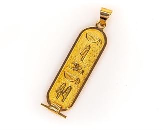 22K Gold Cartouche Form Pendant